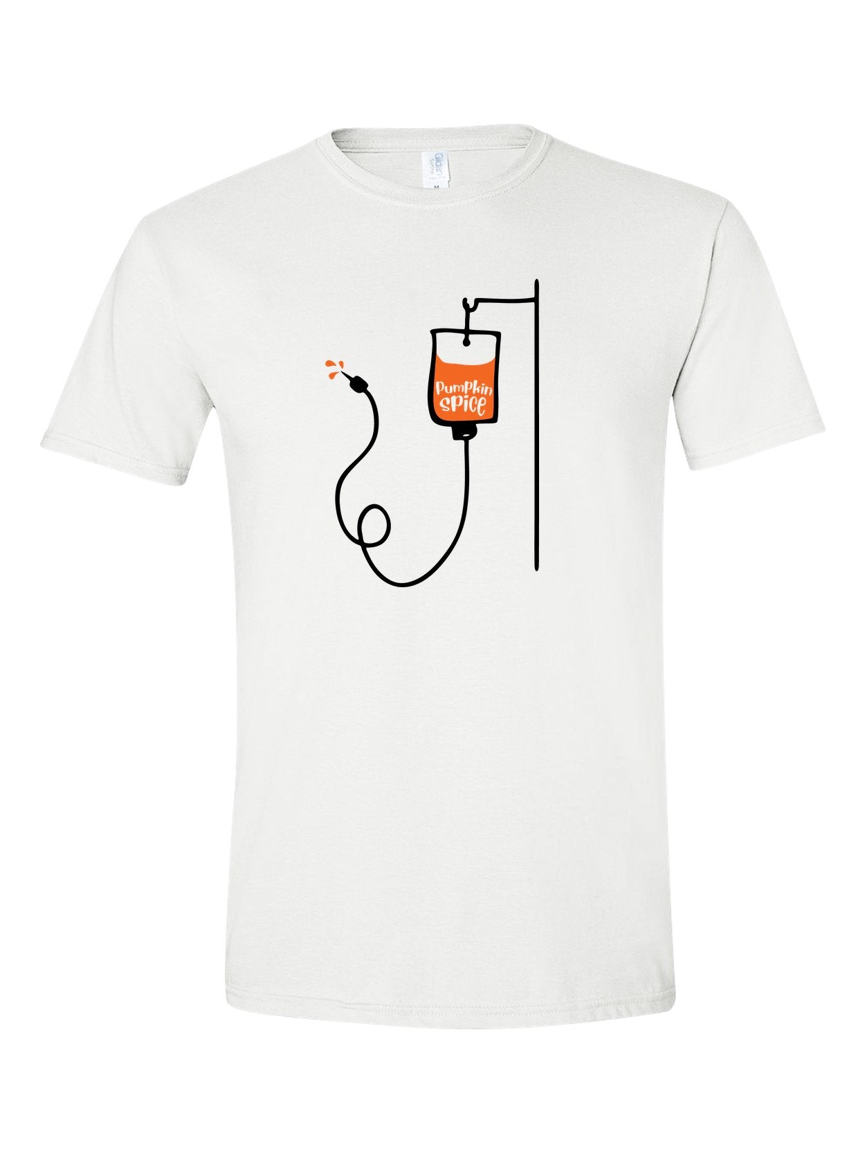 Pumpkin Spice IV on a white t-shirt