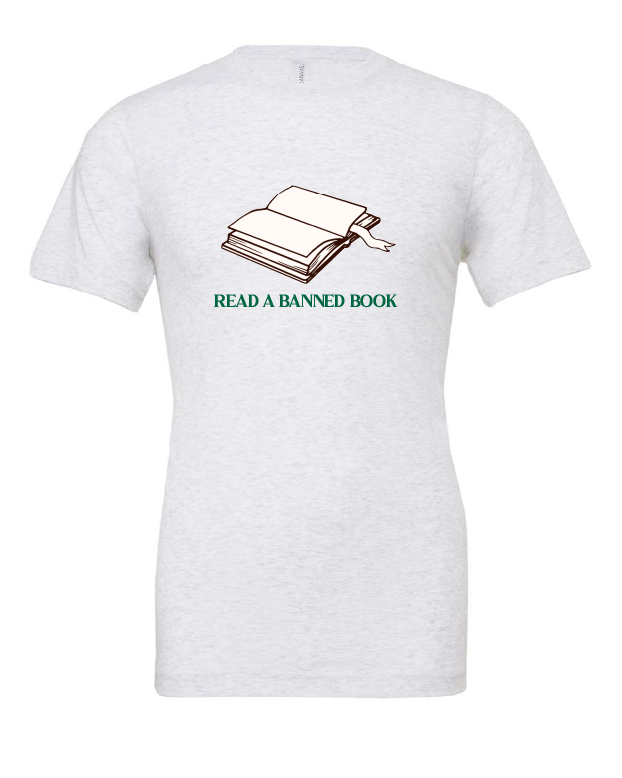 Read a Banned Book design on a white t-shirt