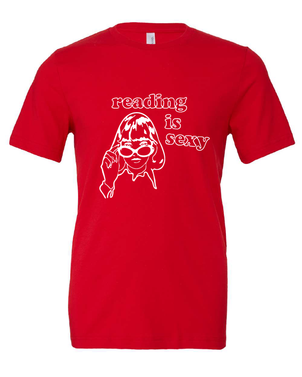 Reading is Sexy design on a red t-shirt