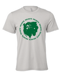 Reunite Pangea design on a gray t-shirt