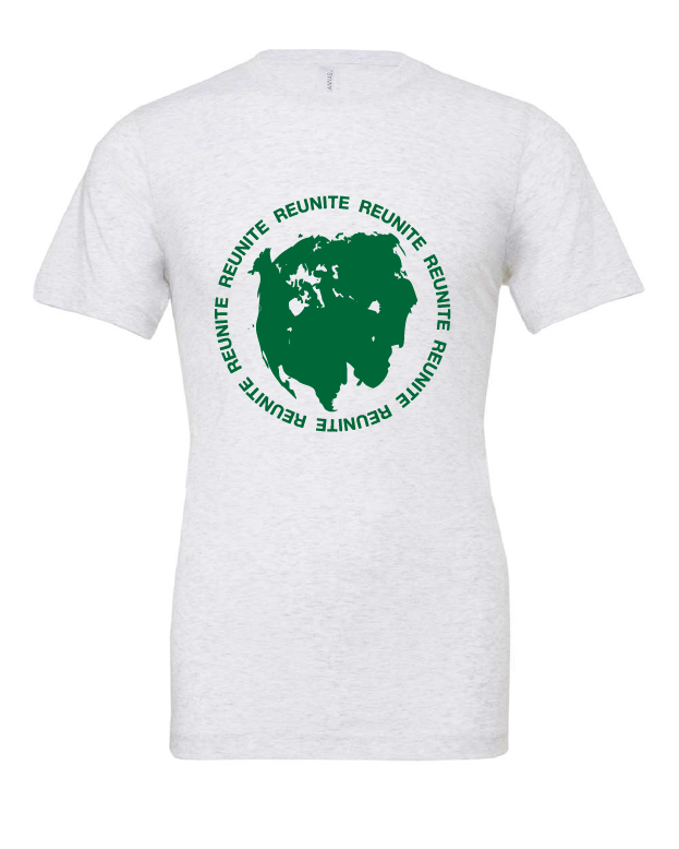 Reunite Pangea design on a white t-shirt