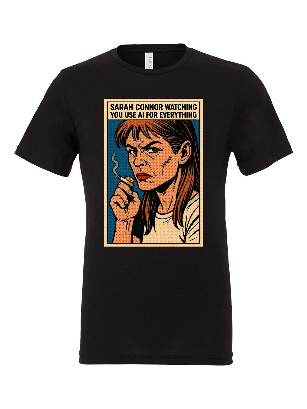 Sarah Connor Watching You Use AI for Everything tee, black tri-blend