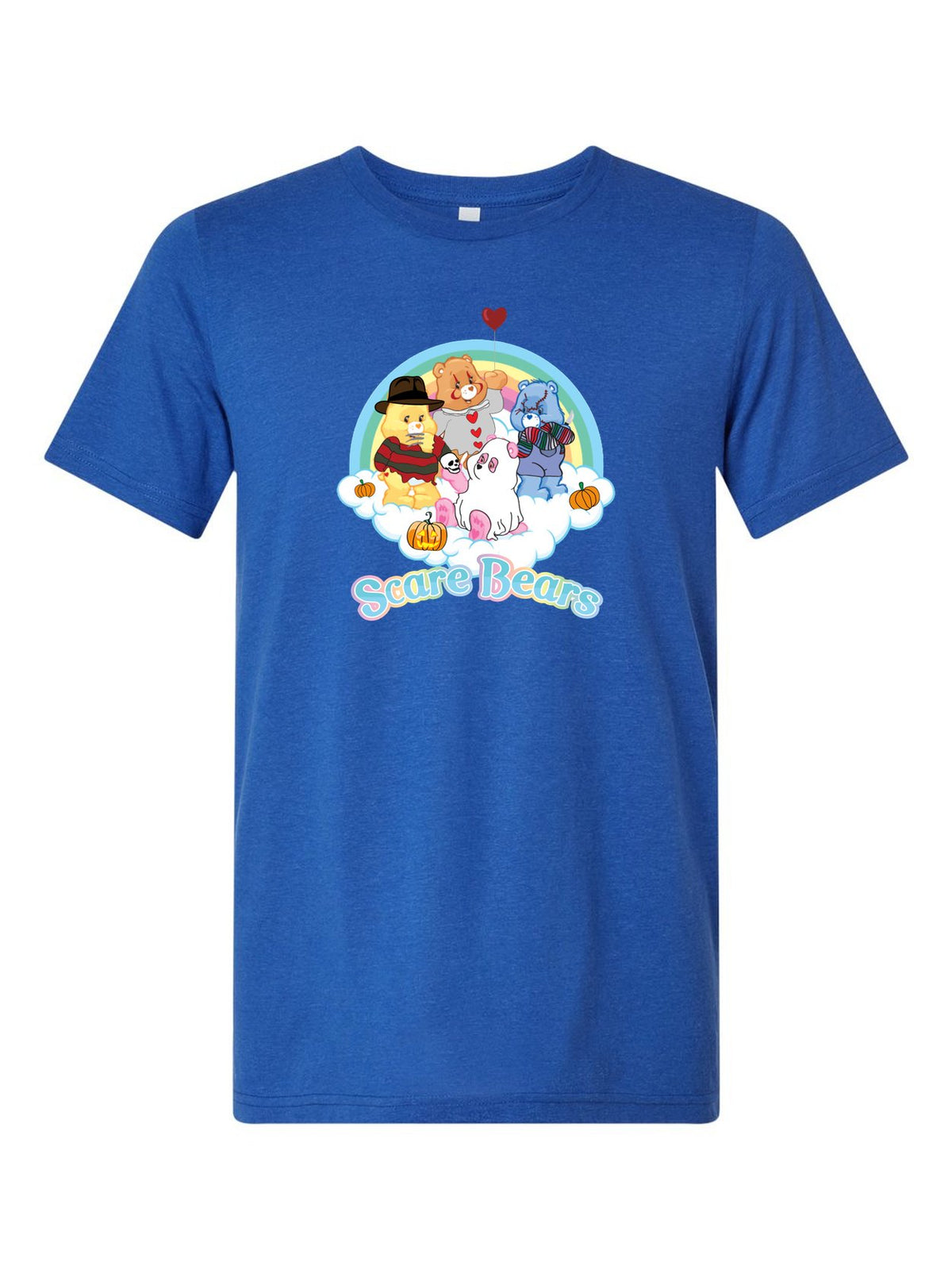 Scare Bears on a royal blue t-shirt