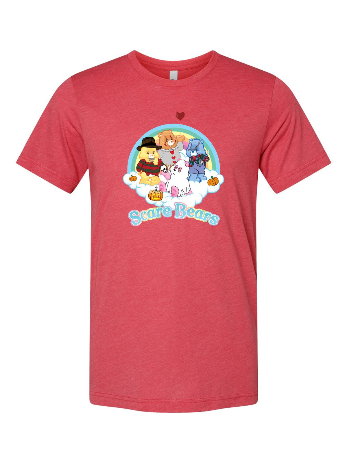 Scare Bears on a true red t-shirt