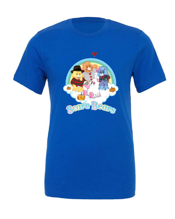 Scare Bears design on a blue t-shirt
