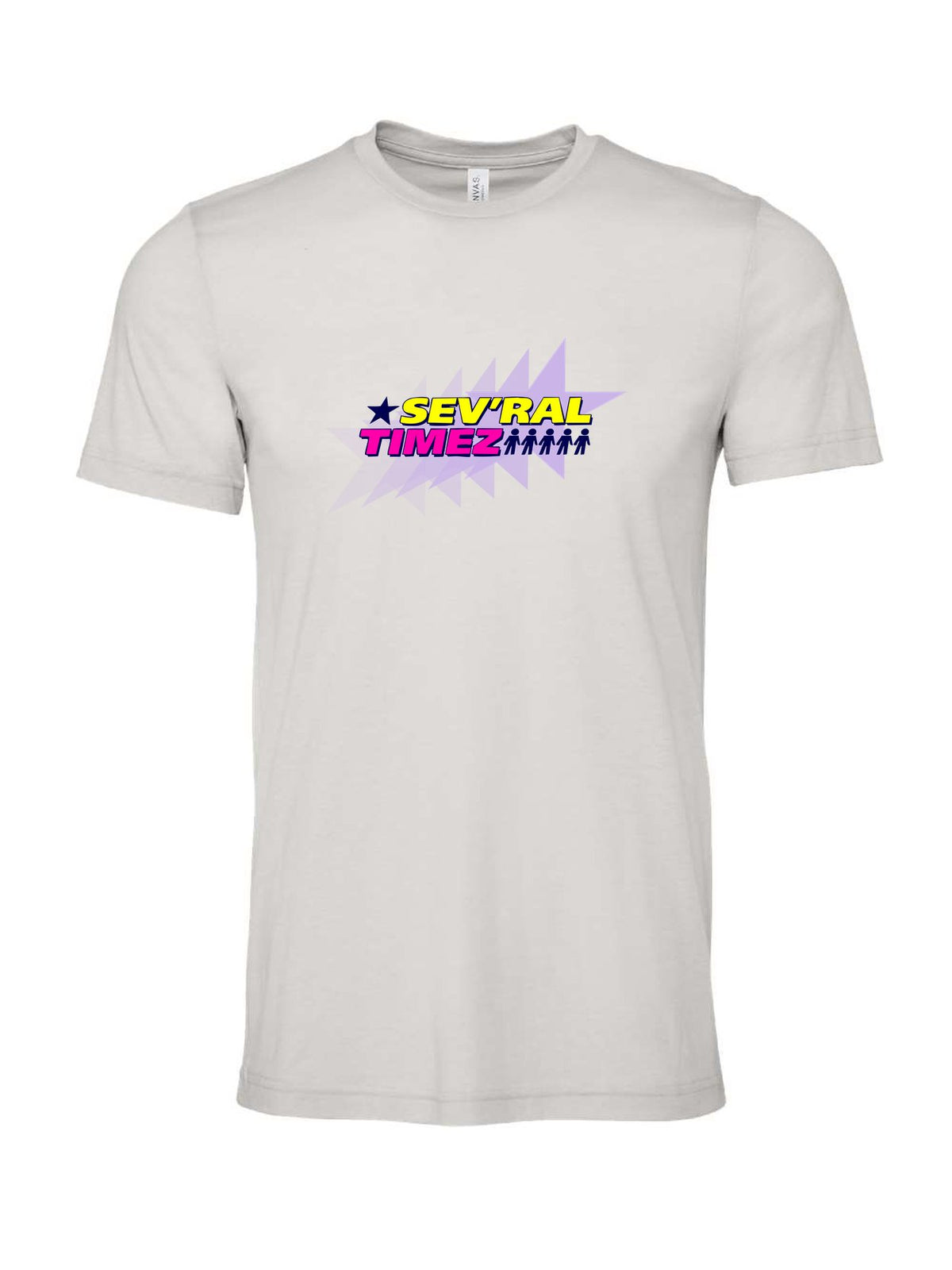 Sev'ral Timez on a cement gray t-shirt