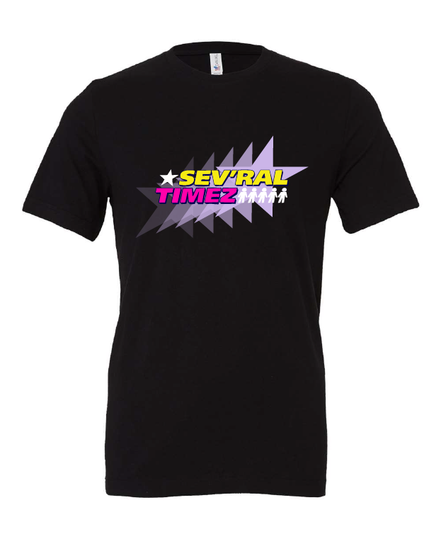 Sev'ral Timez design on a black t-shirt