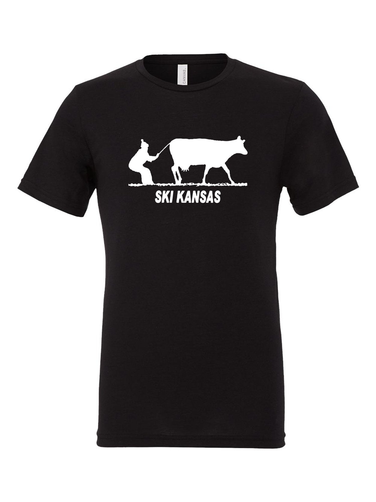 Ski Kansas on a black t-shirt