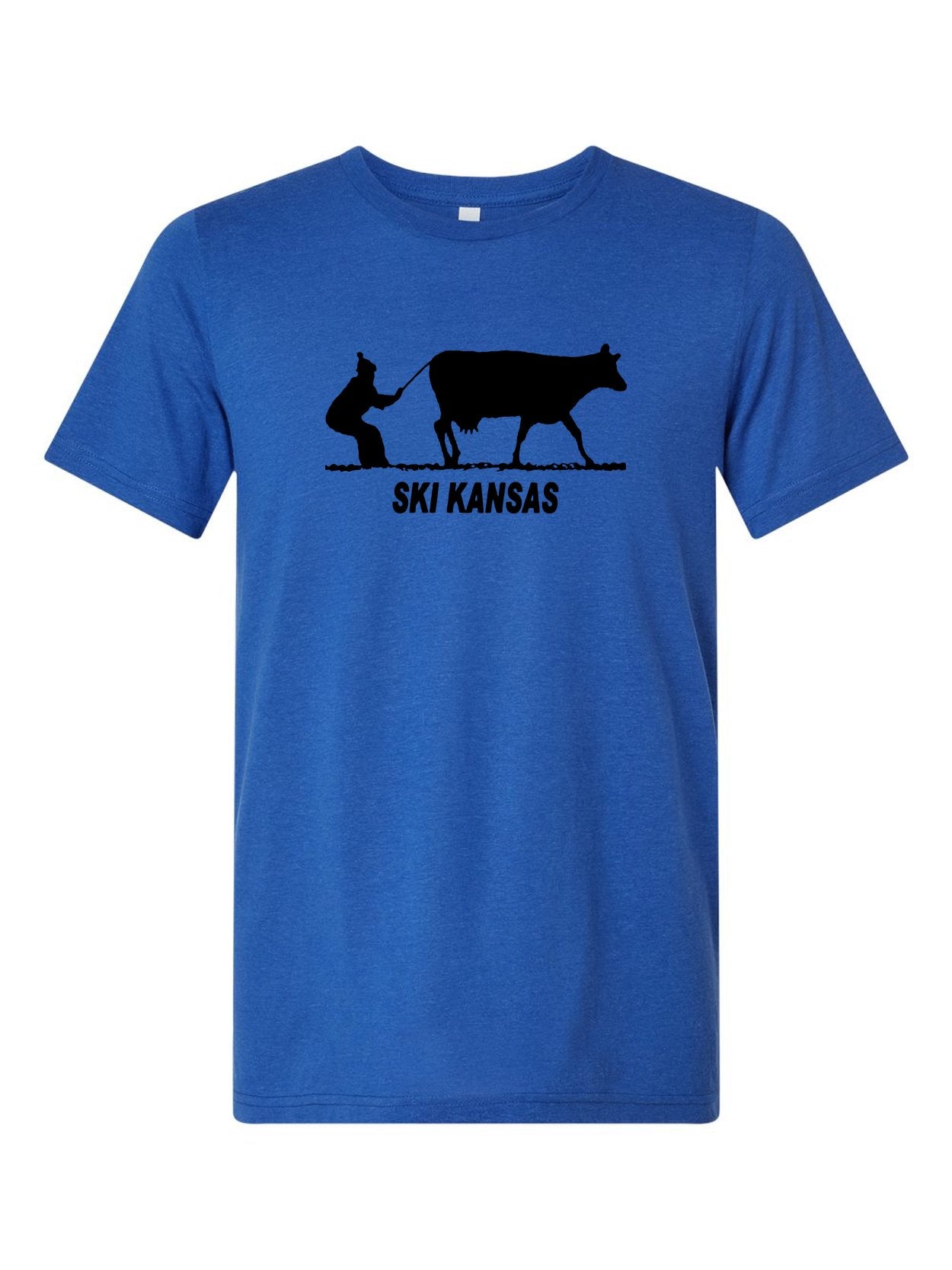 Ski Kansas on a royal blue t-shirt