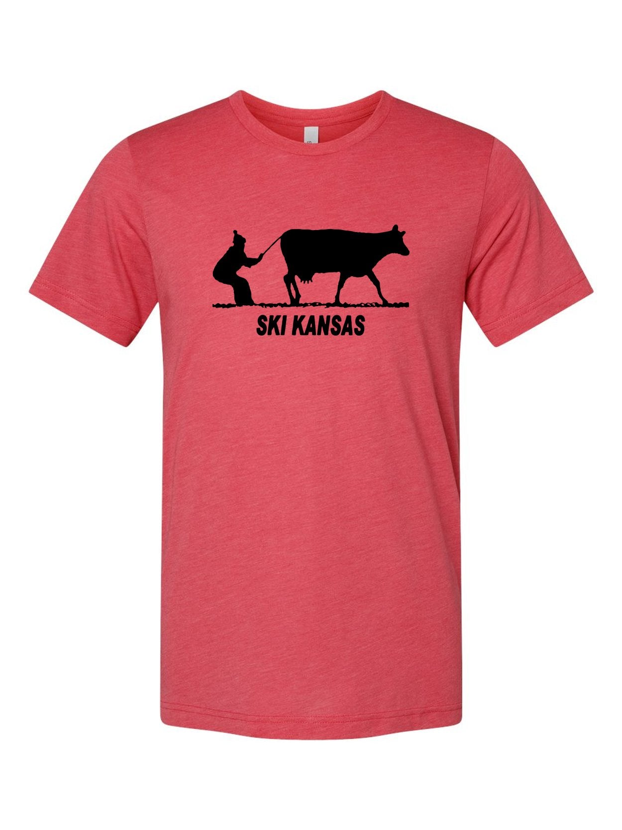 Ski Kansas on a true red t-shirt