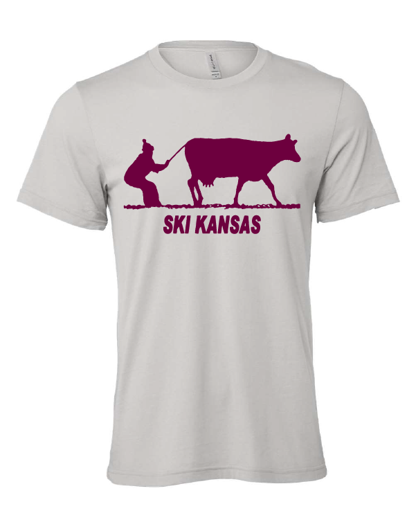 skiing ski cow kansas midwest mid-west funny gray tshirt t-shirt 