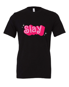 barbie font slay pink black tshirt t-shirt 
