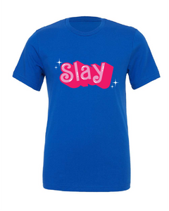 barbie font slay pink blue tshirt t-shirt 