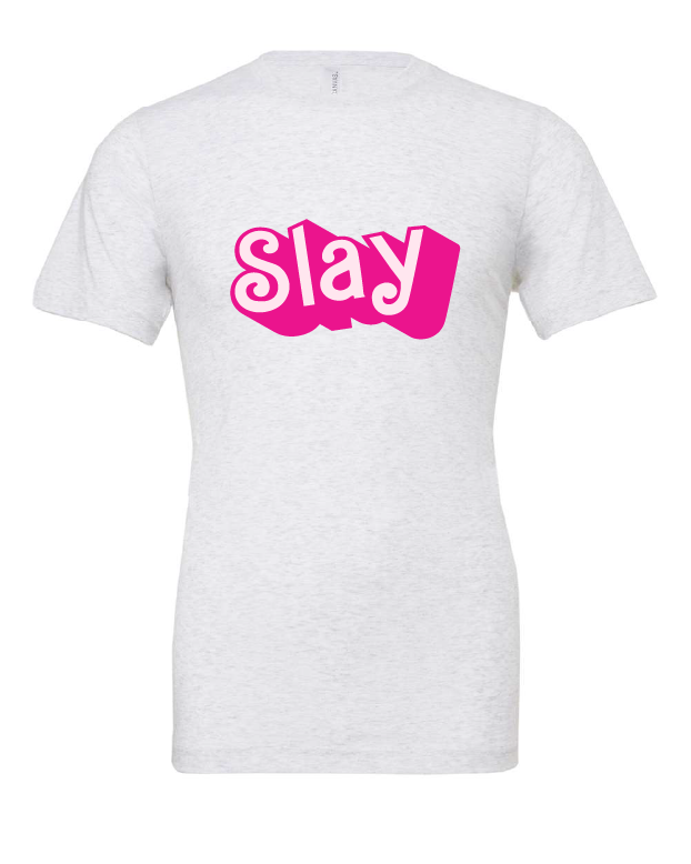 barbie font slay pink white tshirt t-shirt 