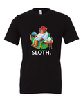 SLOTH design on a black t-shirt
