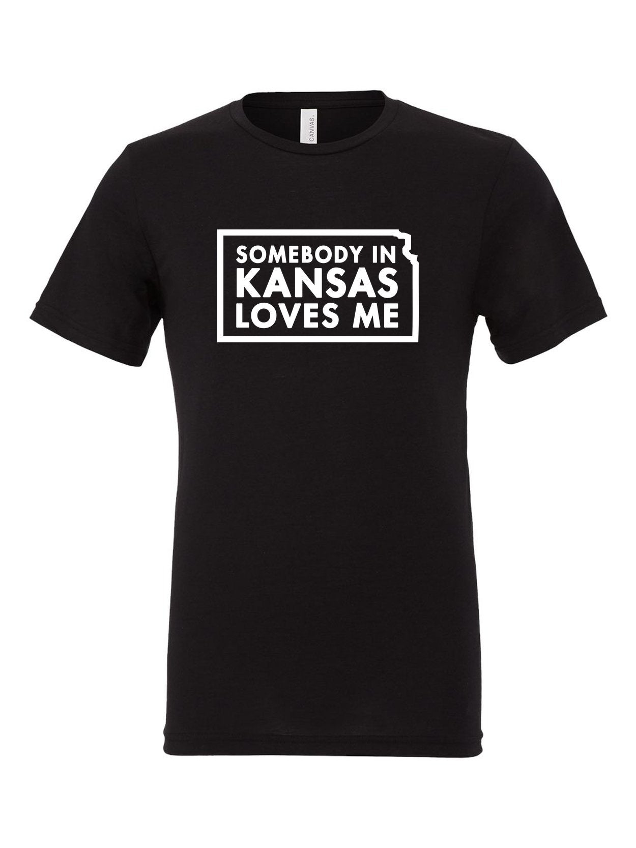 Somebody in Kansas Loves Me on a black t-shirt