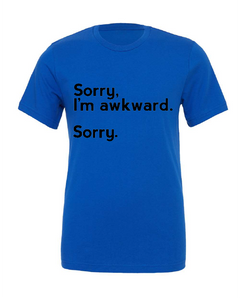 sorry awkward funny introvert blue tshirt t-shirt 