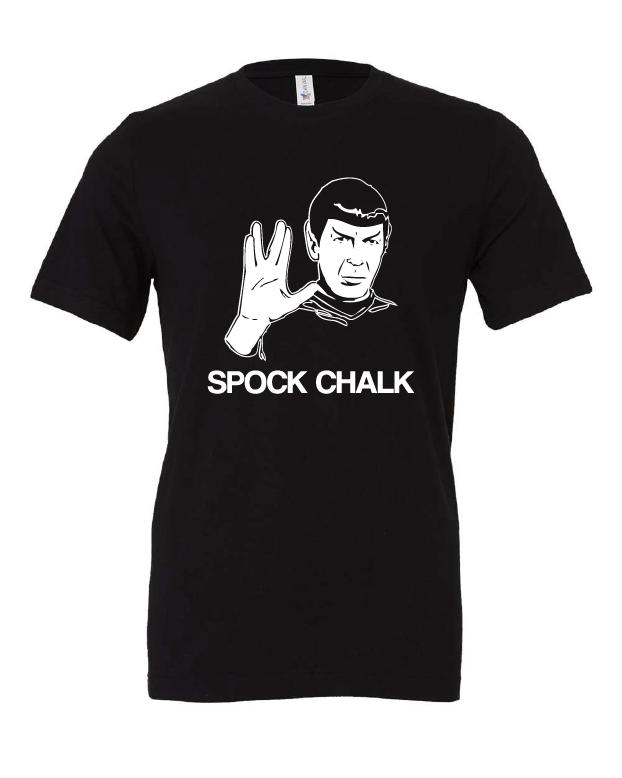 Spock Chalk design on a black t-shirt