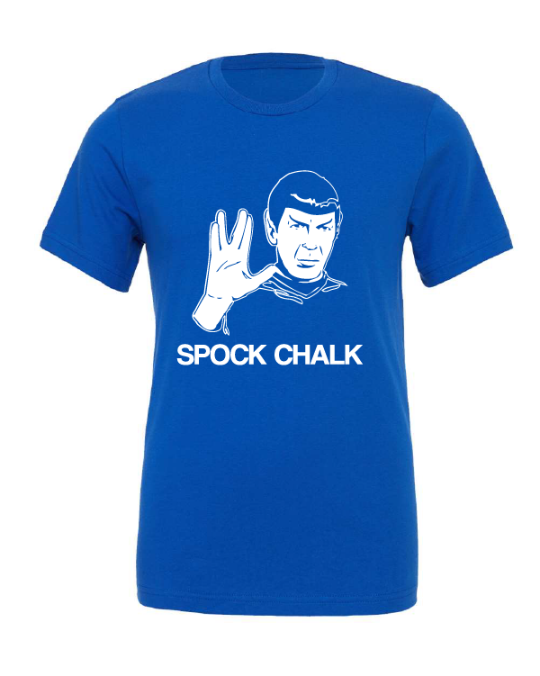 Spock Chalk design on a blue t-shirt
