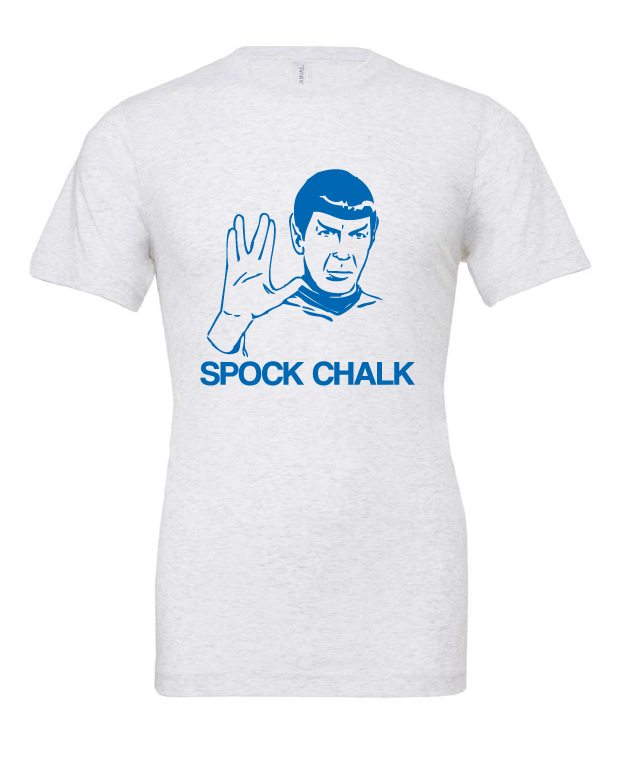 Spock Chalk design on a white t-shirt
