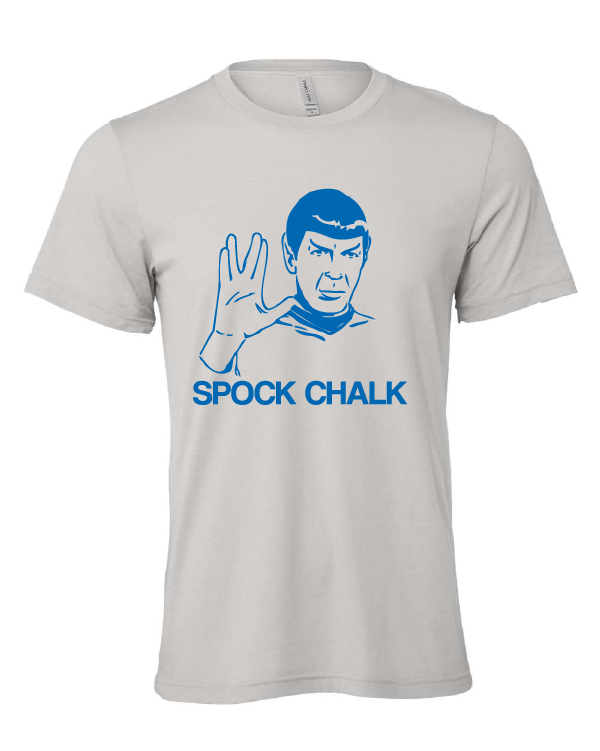 rock chalk spok star trek universityof kansas KU funny gray tshirt t-shirt 