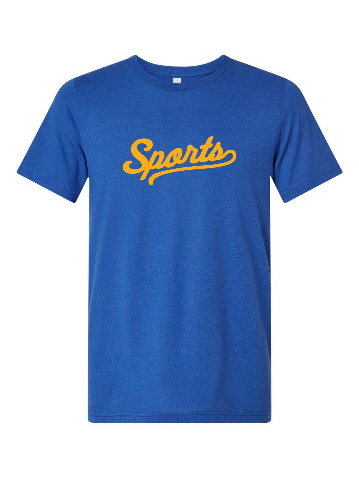Sports on a royal blue t-shirt