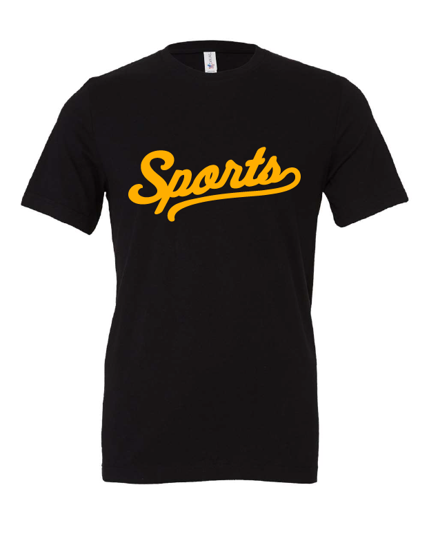 Sports design on a black t-shirt