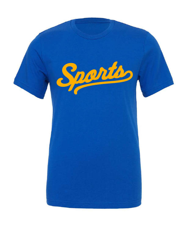 Sports design on a blue t-shirt