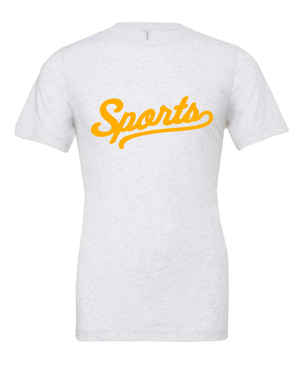 Sports design on a white t-shirt