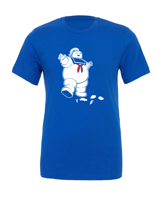 ghost busters stay puft marshmallow man movie blue tshirt t-shirt 