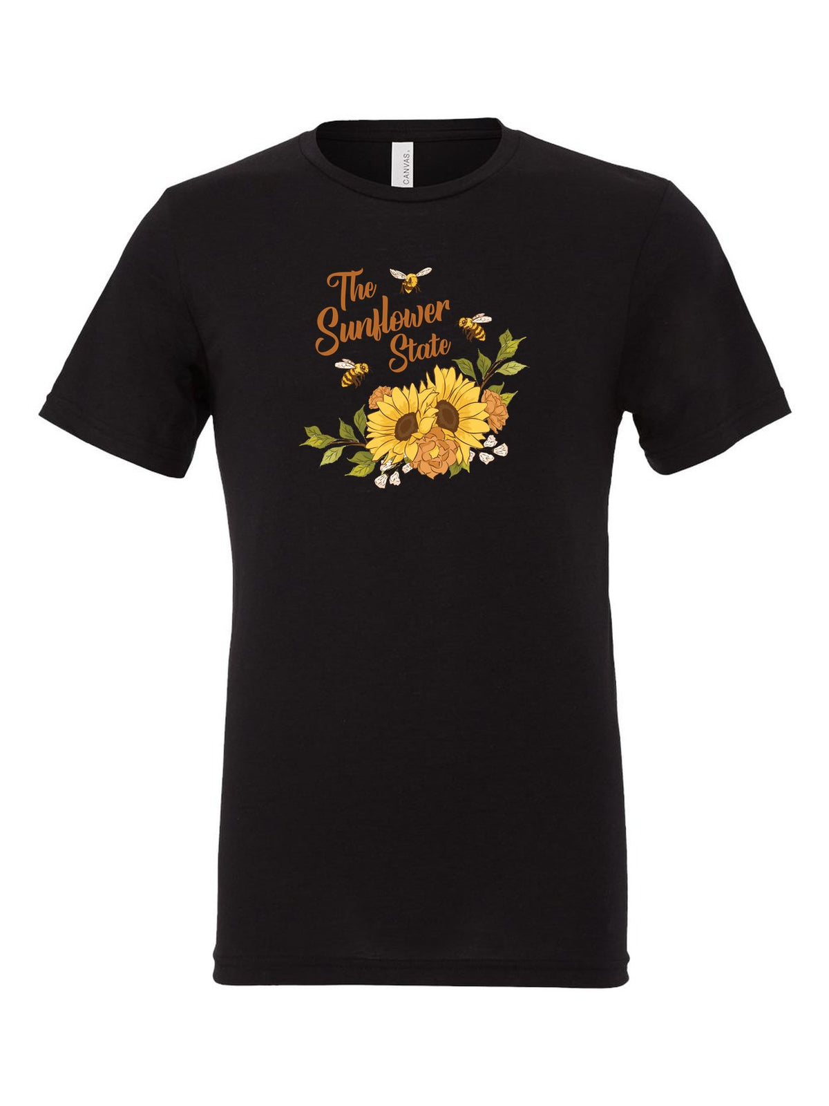 Sunflower State on a black t-shirt