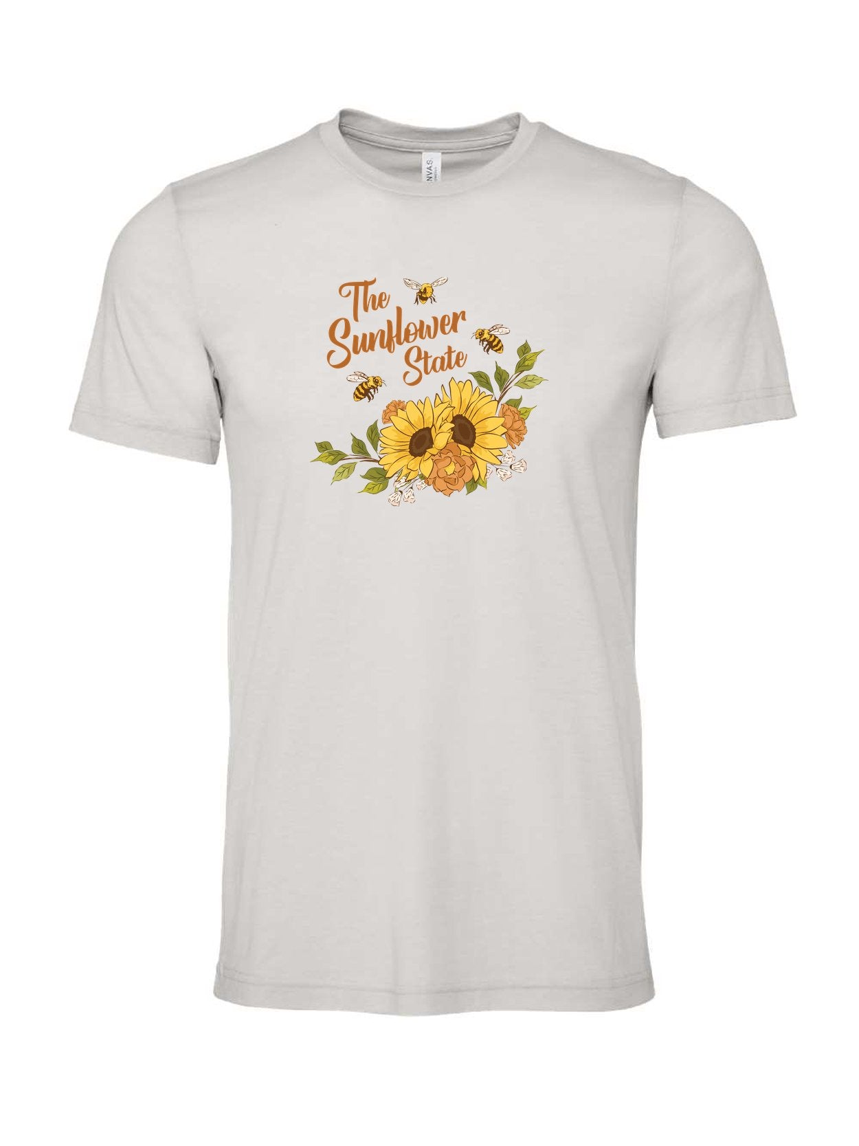 Sunflower State on a cement gray t-shirt