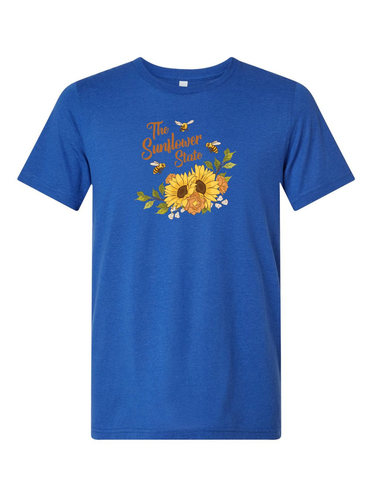 Sunflower State on a royal blue t-shirt