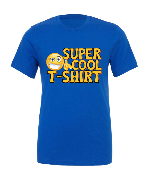 Super Cool T-Shirt design on a blue t-shirt
