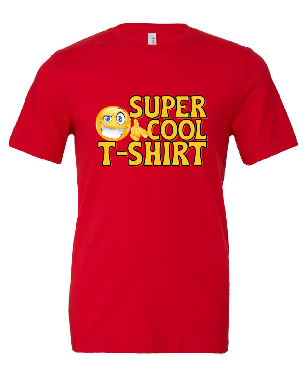 Super Cool T-Shirt design on a red t-shirt