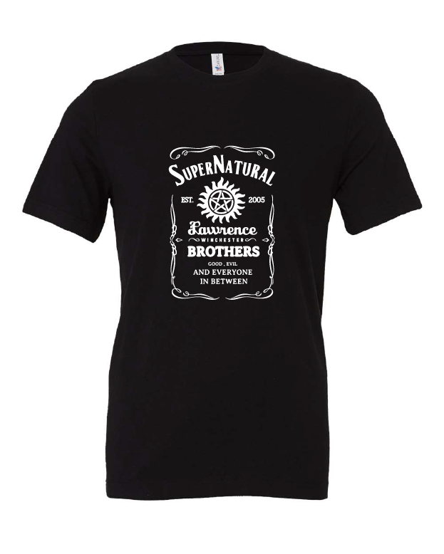 supernatural jack daniels winchester brothers tv show black tshirt t-shirt
