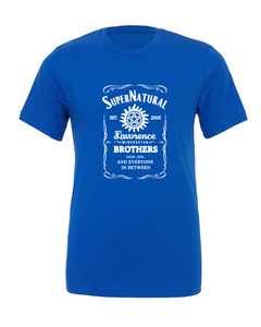 supernatural jack daniels winchester brothers tv show blue tshirt t-shirt