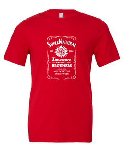 supernatural jack daniels winchester brothers tv show red tshirt t-shirt