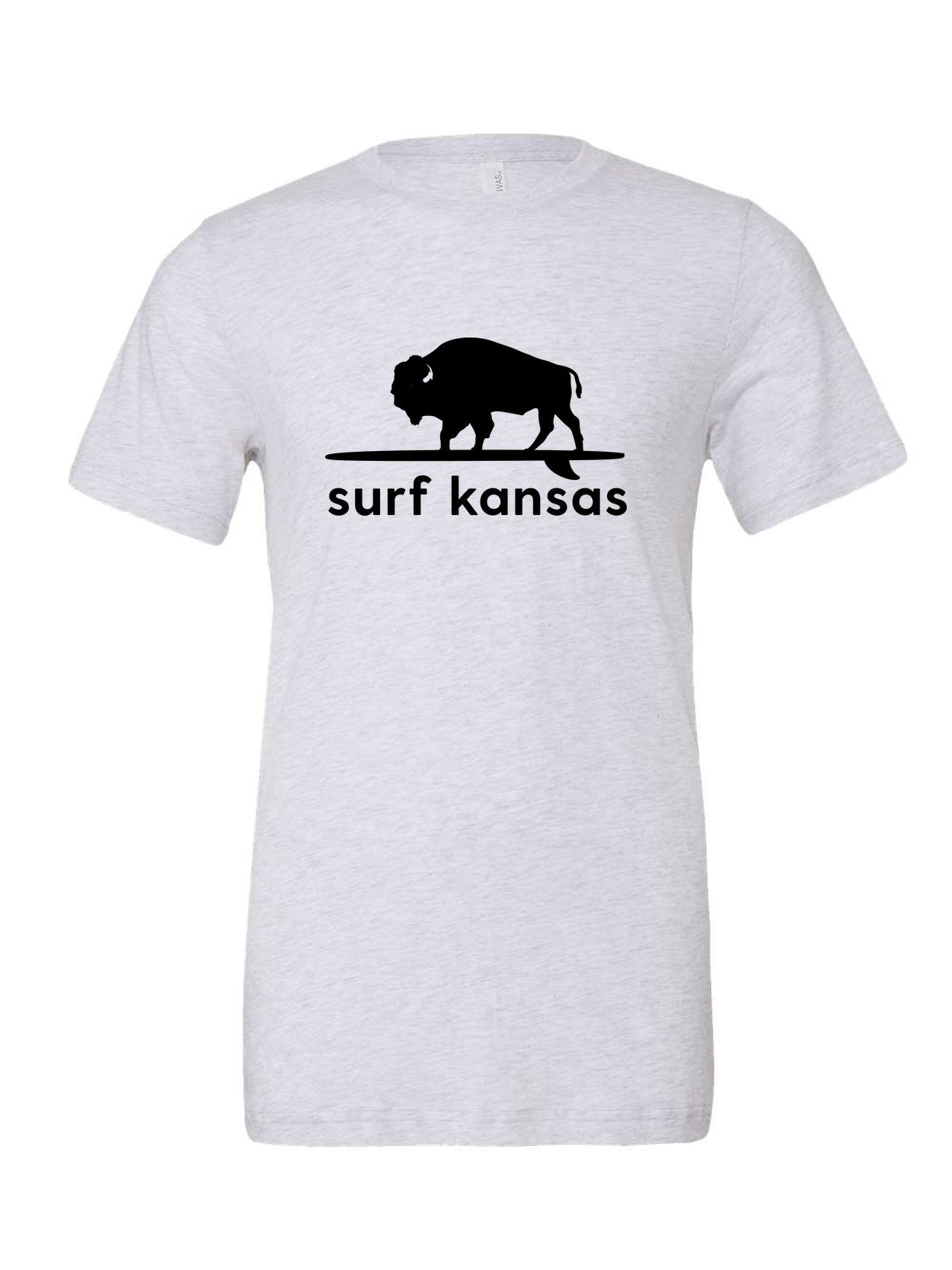 Surf Kansas on a white t-shirt