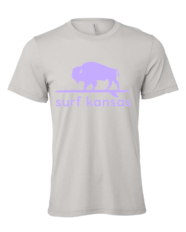 Surf Kansas design on a gray t-shirt