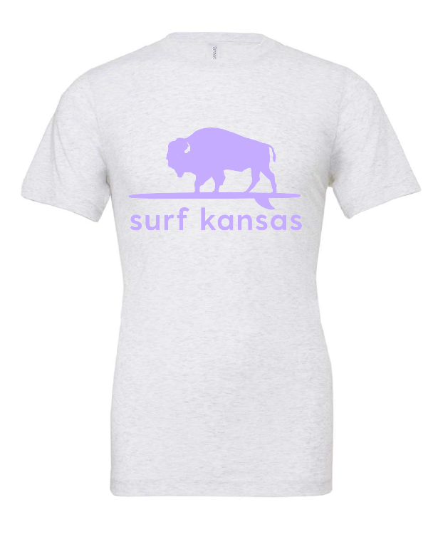 Surf Kansas design on a white t-shirt