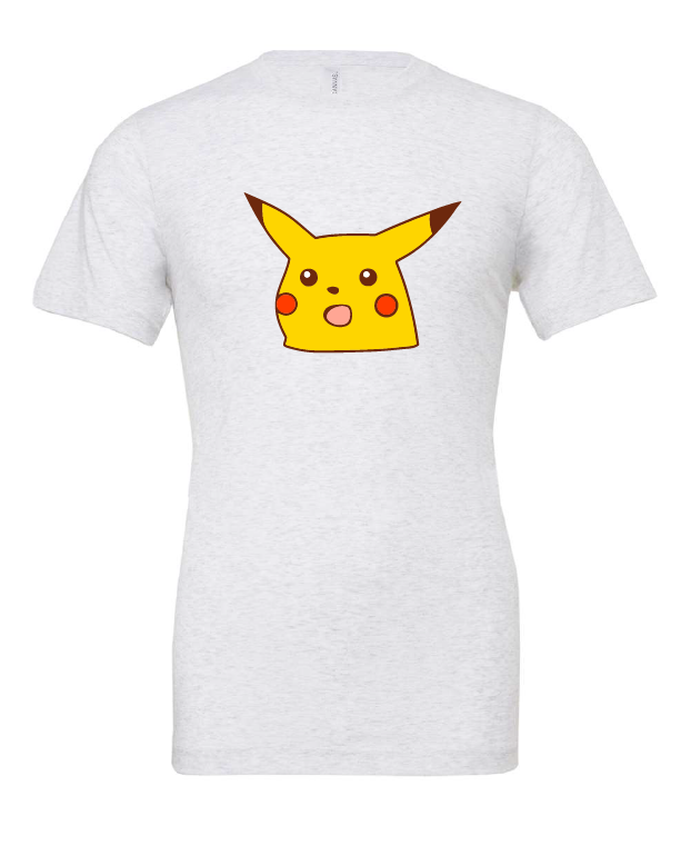 shocked pikachu pokemon tv show movie video game card game white tshirt t-shirt 