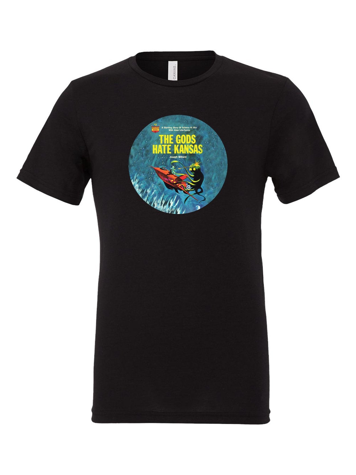 The Gods Hate Kansas on a black t-shirt