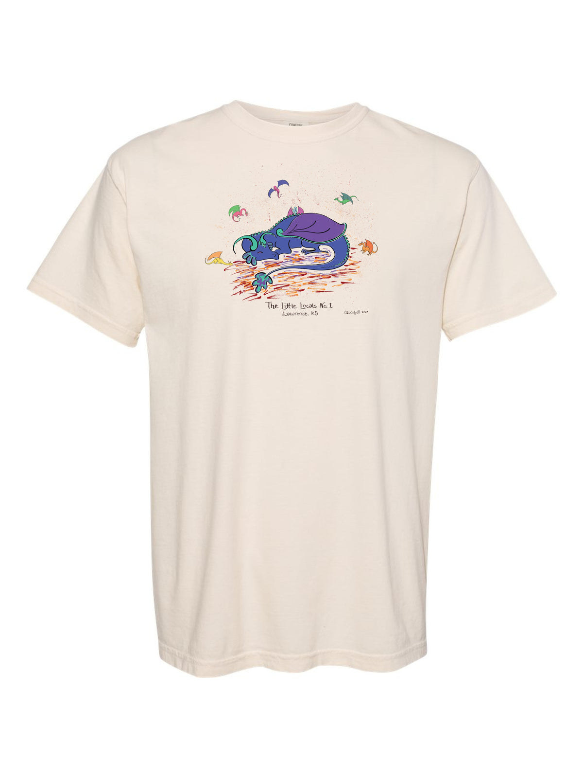 The Little Locals No. 1 by Claire Wakefield on an ivory Comfort Colors tee