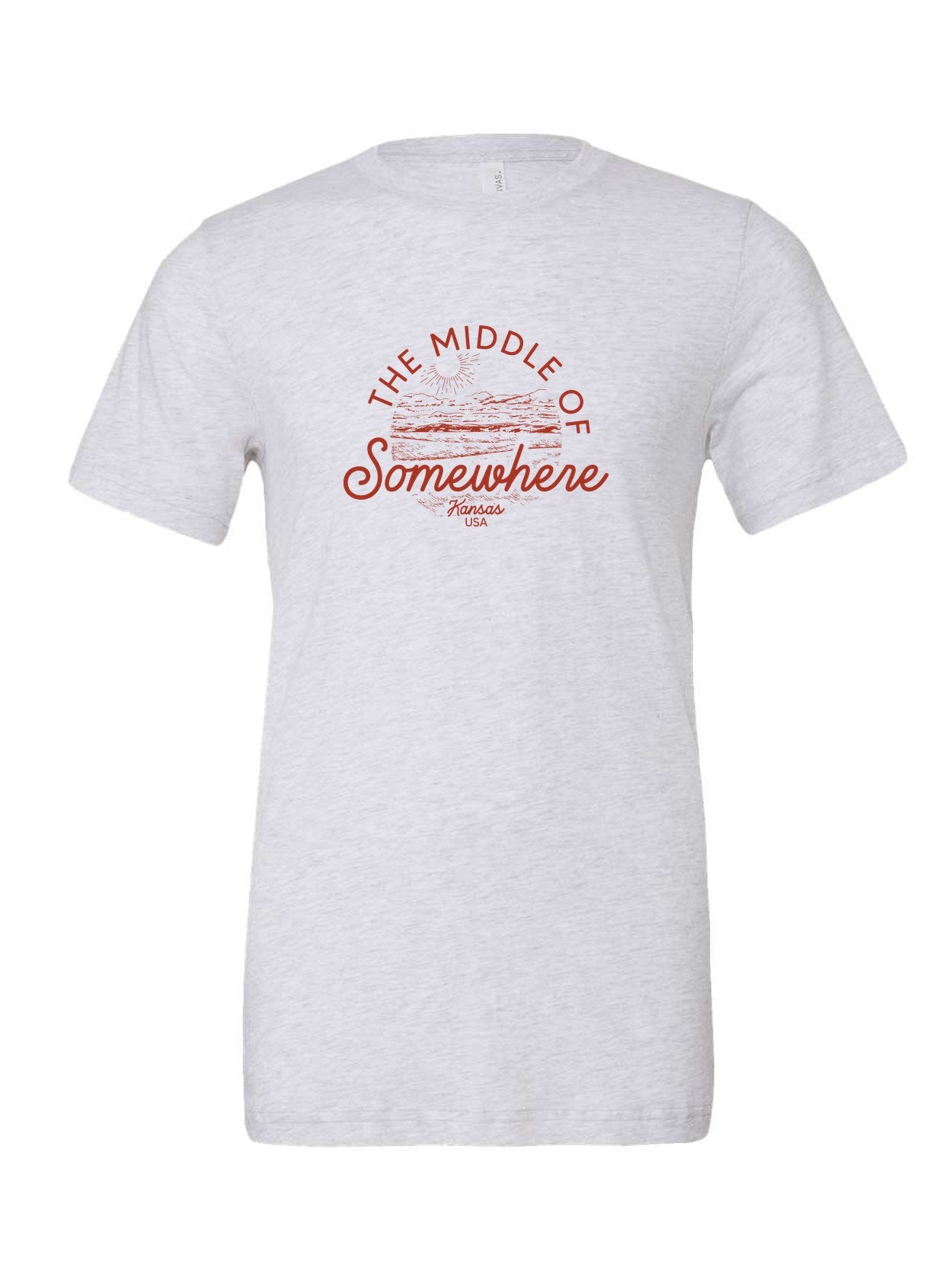 The Middle of Somewhere Kansas on a white t-shirt