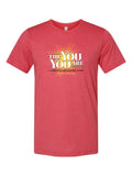 The You You Are on a true red t-shirt