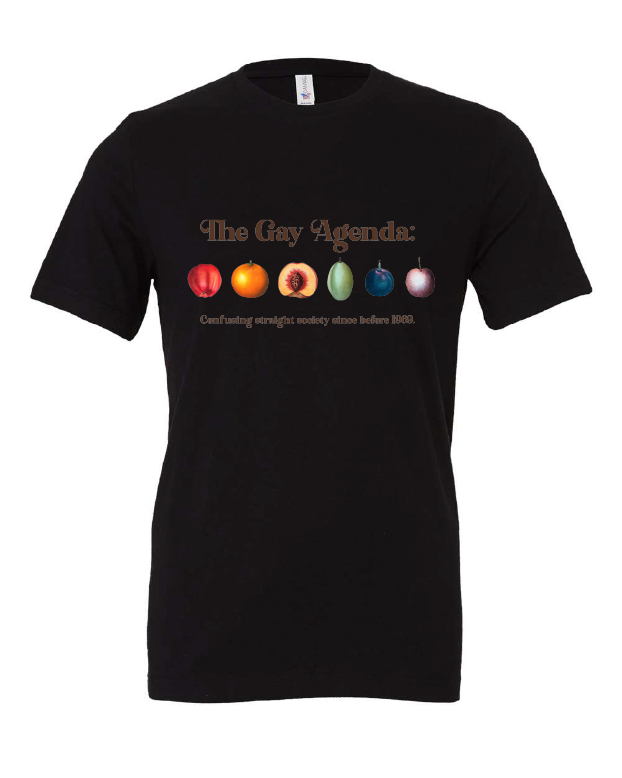 The Gay Agenda design on a black t-shirt