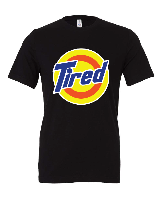 Tired design on a black t-shirt