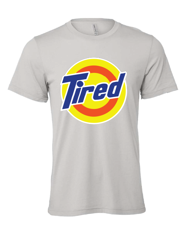 Tired design on a gray t-shirt