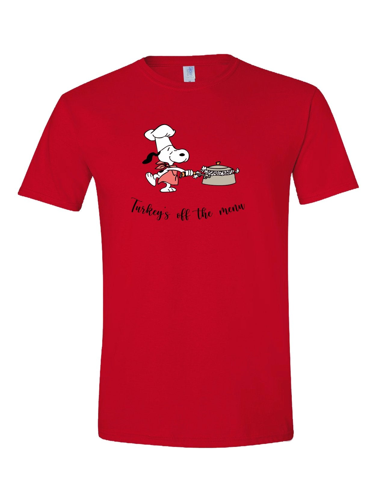 Turkey's off the Menu on a red t-shirt
